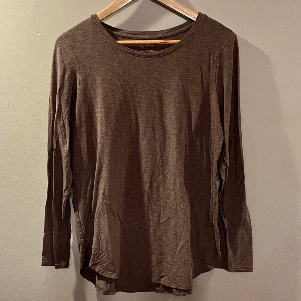 Tahari Brown Long Sleeve Top